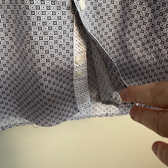 Con.Struct Men's Geometric Long Sleeve Button Up Casual Shirt 15.5 Flip Cuffs - Picture 3 of 16